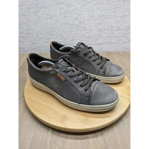 ECCO Leather Sneakers Casual‎ Walking Shoes Comfort Minimalist Gray 41 soft 7